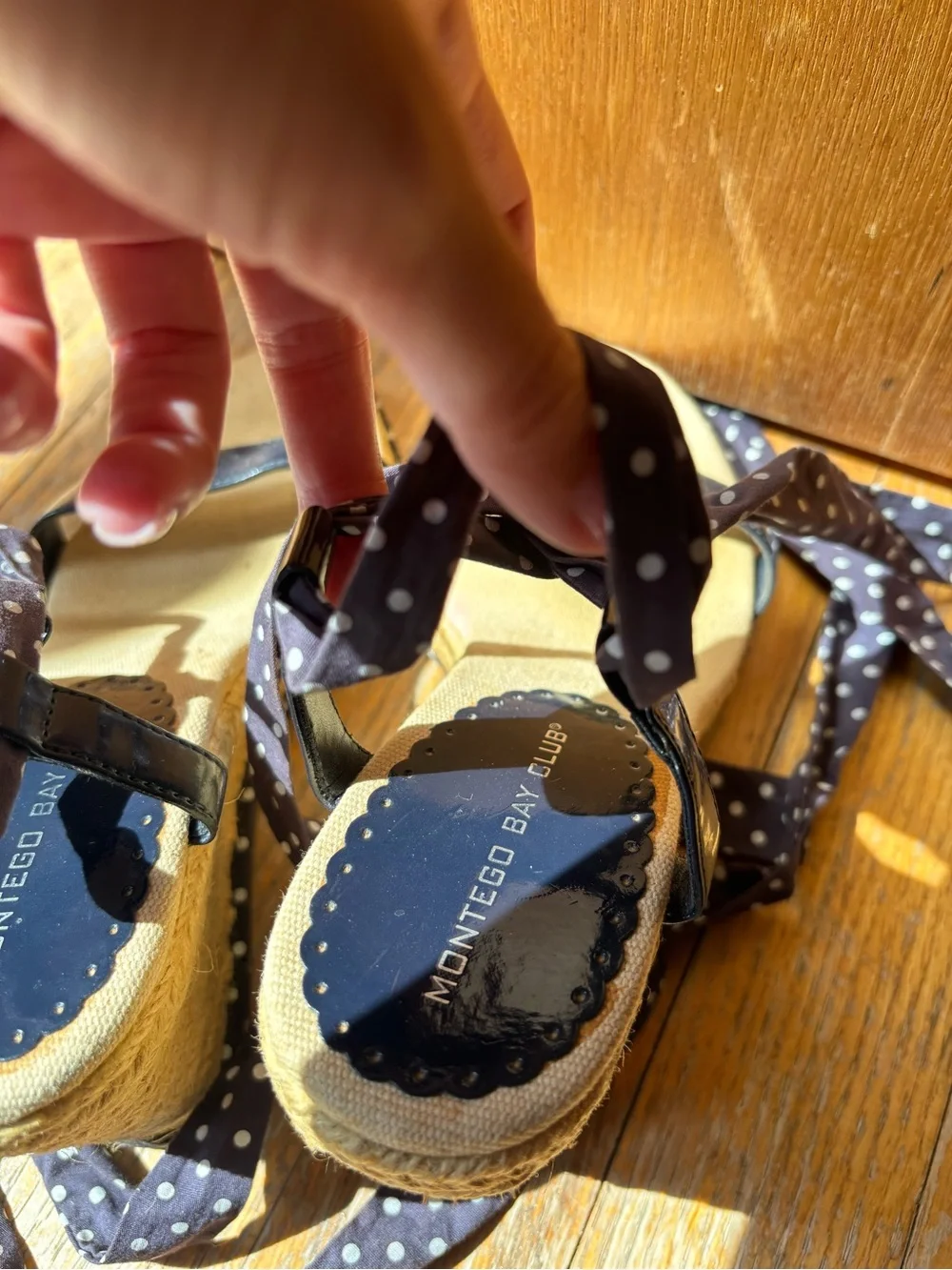 Montego Bay Club Navy Blue Polka Dot Wedges
